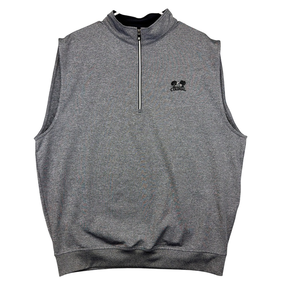 FootJoy Sweater Vest Mens Large Gray Quarter Zip Mock Neck Golf Colonial Logo
